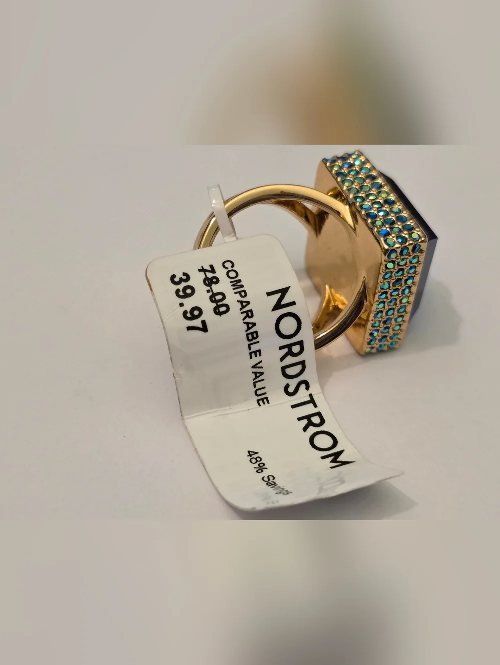 Kurt GEIGER LONDON Square Stone Cocktail Ring BLUE Sz 9. NWT - Picture 5 of 7